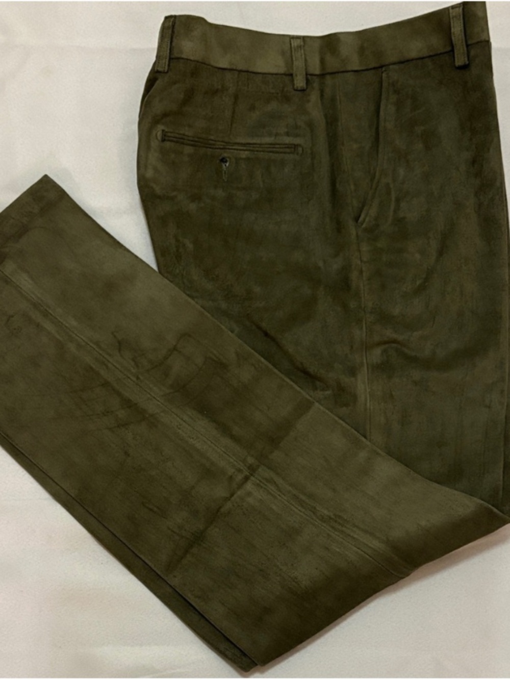 MEN'S OLIVE SUEDE LEATHER GREEN PANTS SIZE 34 NWOT